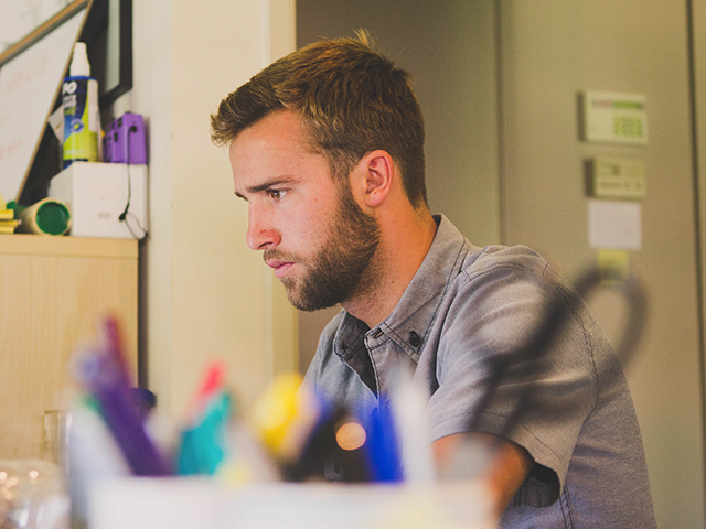 Remote worker focusing on task
