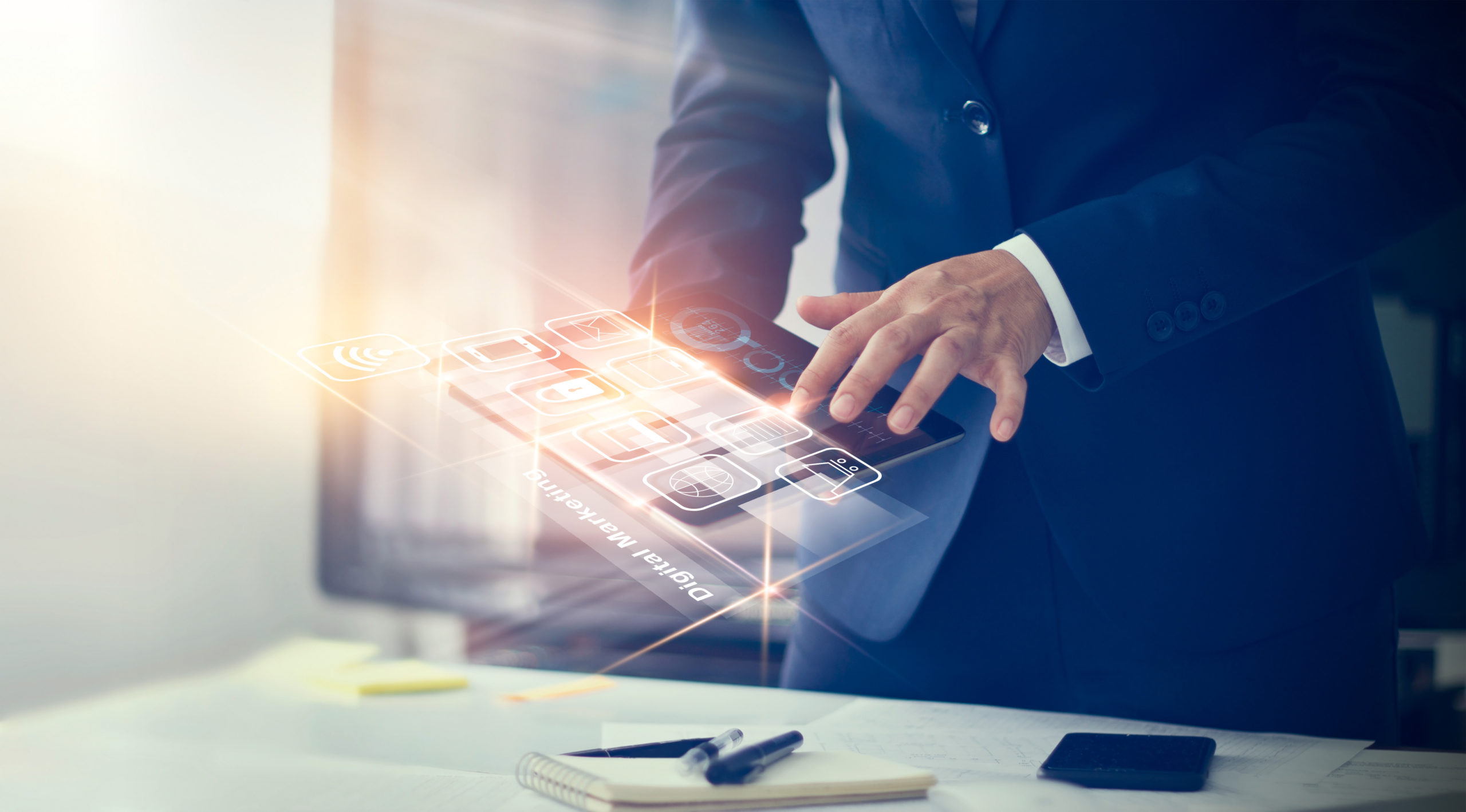 businessman using technology in business